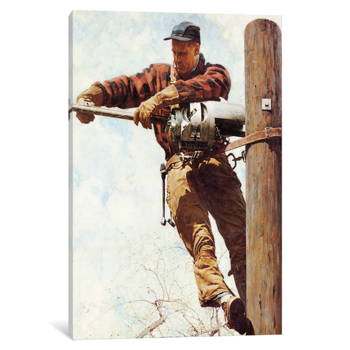 East Urban Home 'The Lineman' by Norman Rockwell Painting